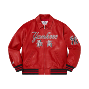 Supreme x New York Yankees Kanji Leather Varsity Jacket Red - 22FW