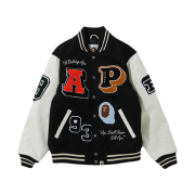 BAPE Crazy Patch Varsity Jacket Black