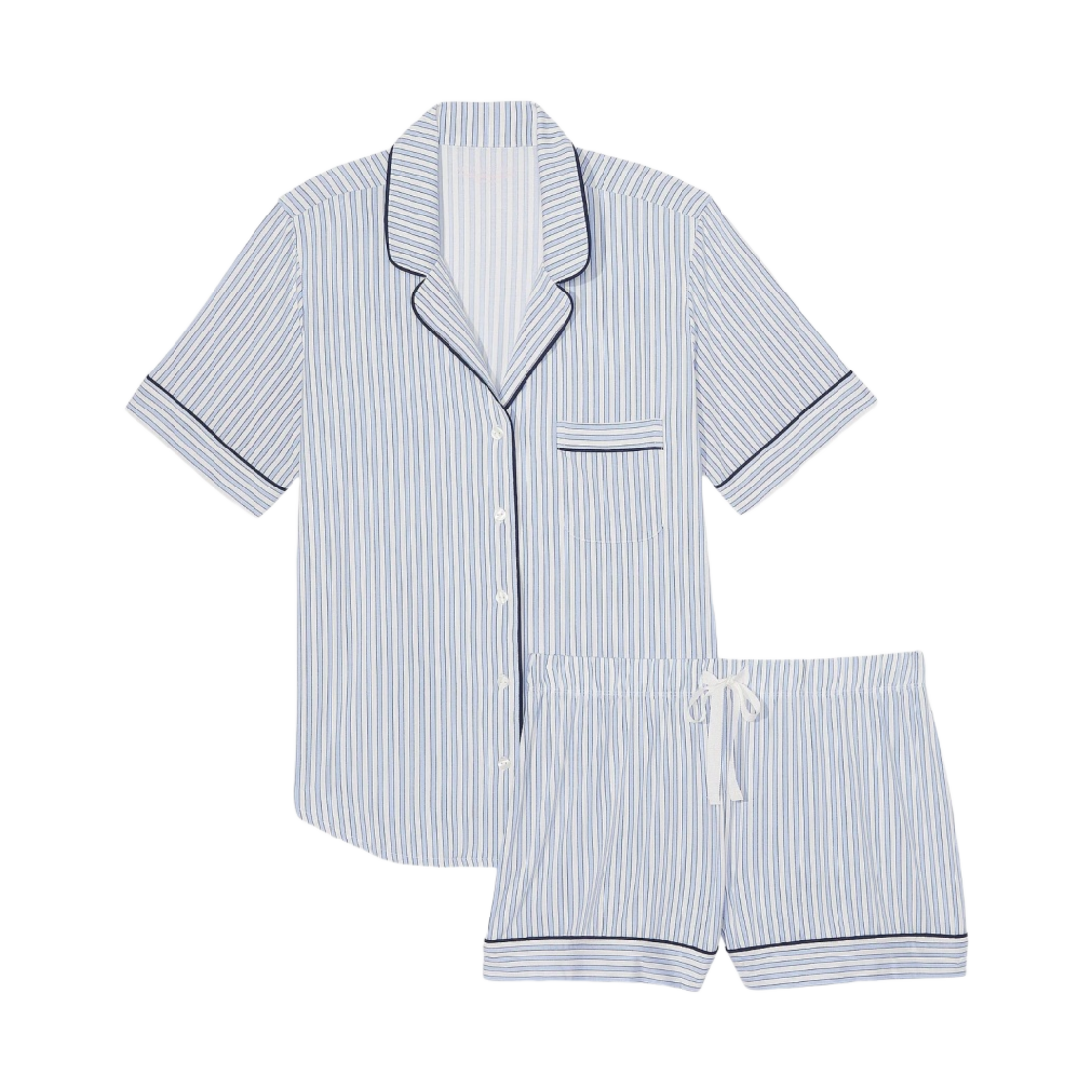 (W) 빅토리아 시크릿 모달 숏 파자마 세트 블루 크레센트 스트라이프((W) Victoria's Secret Modal Short Pajama Set Blue Crescent Stripes)