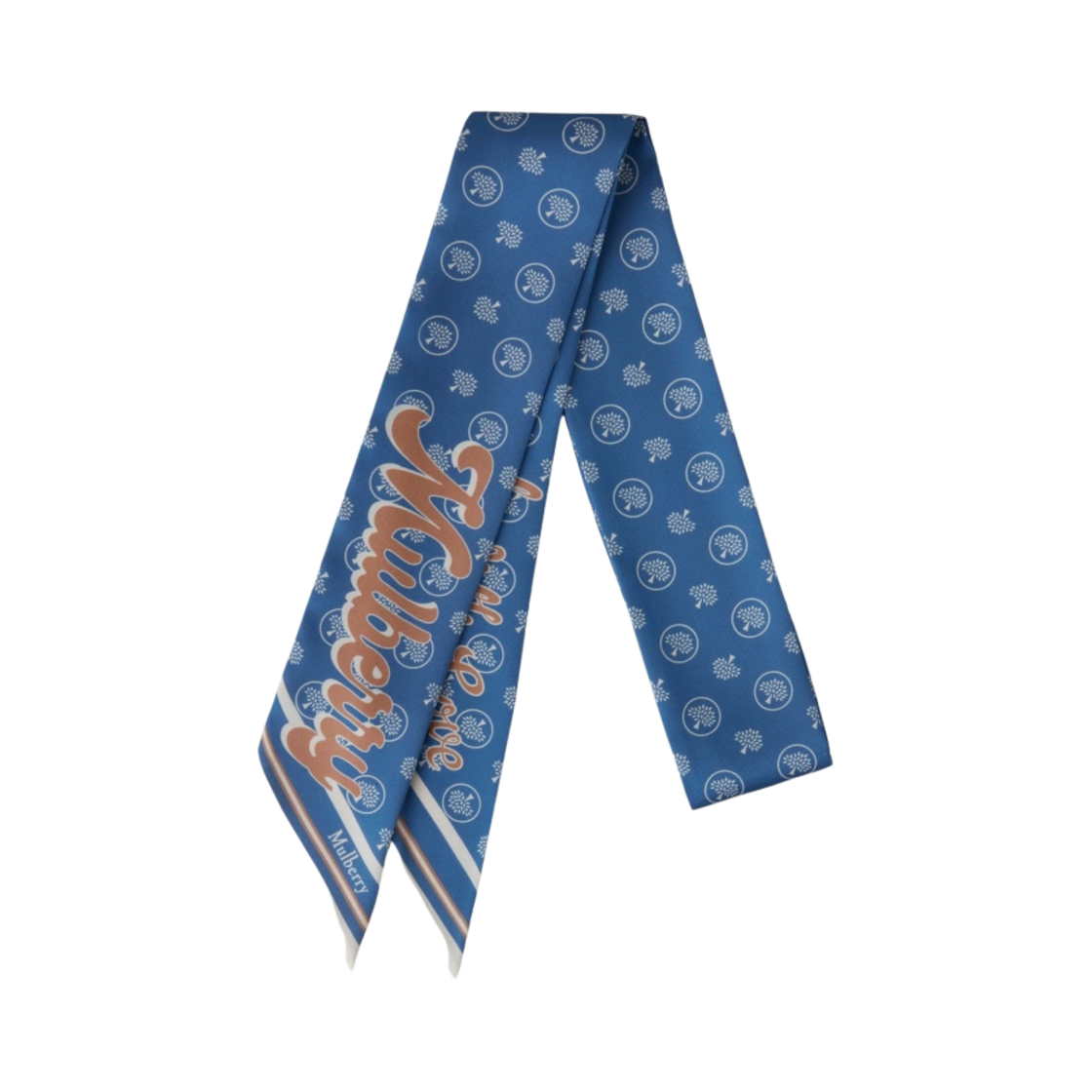 VS4808-050U916 (W) Mulberry Recycled Polyester From England With Love Skinny Scarf Poplin Blue Eggshell