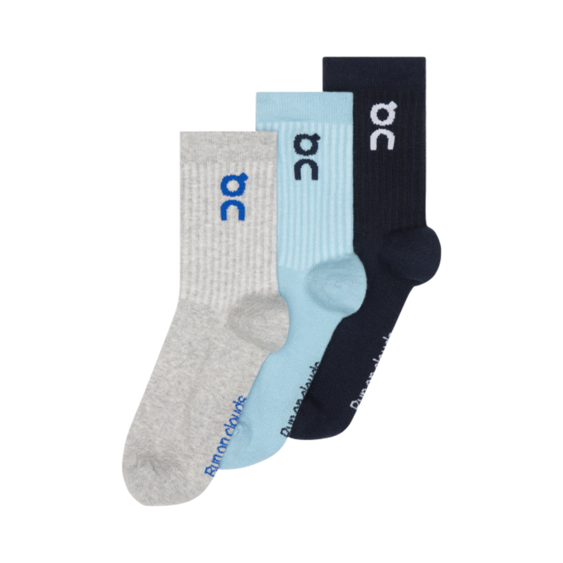 온 러닝 로고 하이 삭스 워시 네이비 (3개입)(On Running Logo High Socks Wash Navy (3 Pack))
