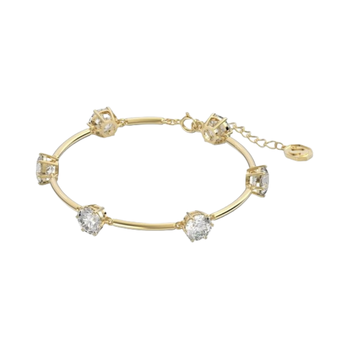(W) 스와로브스키 콘스텔라 브레이슬릿 라운드 컷 화이트 샤이니 골드 플래팅((W) Swarovski Constella Bracelet Round Cut White Shiny Gold Plated) - 1