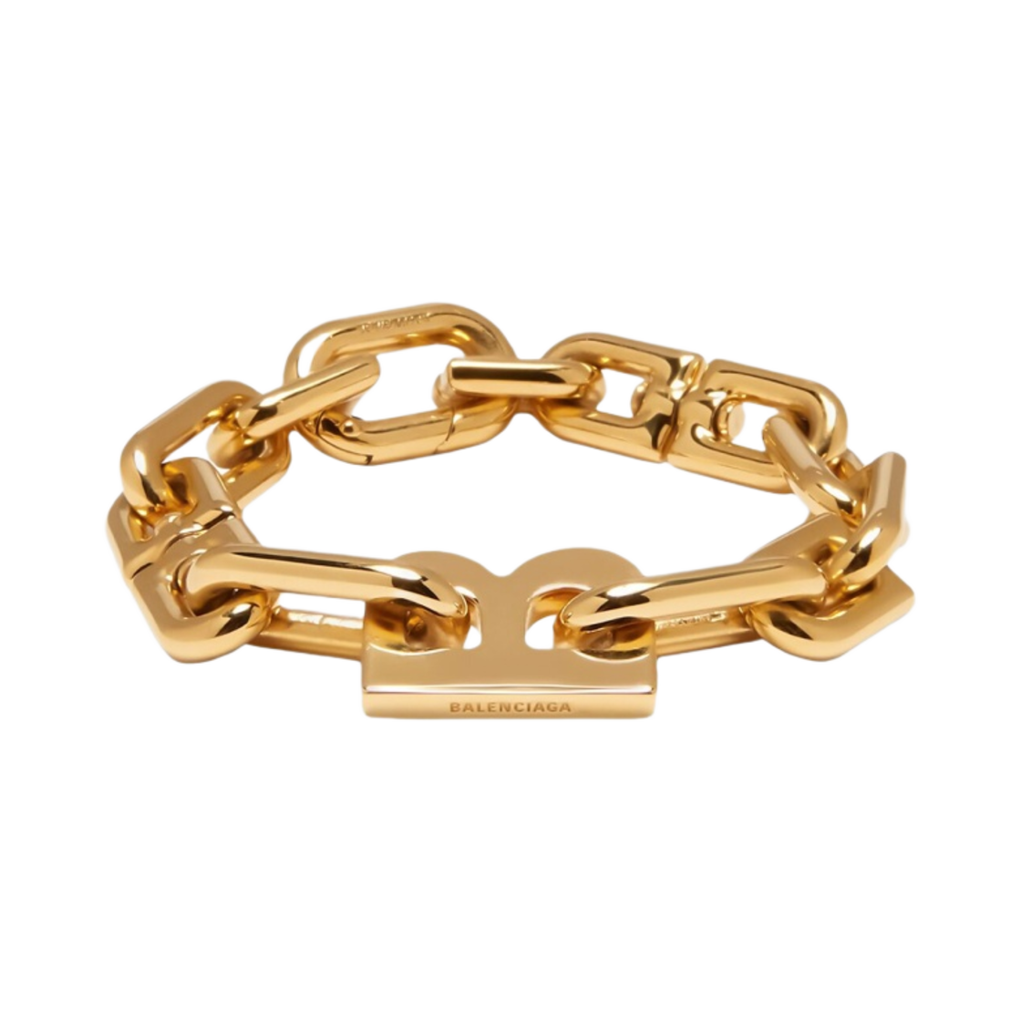 バレンシアガ B Chain スリムブレスレット シャイニーシルバーブラス