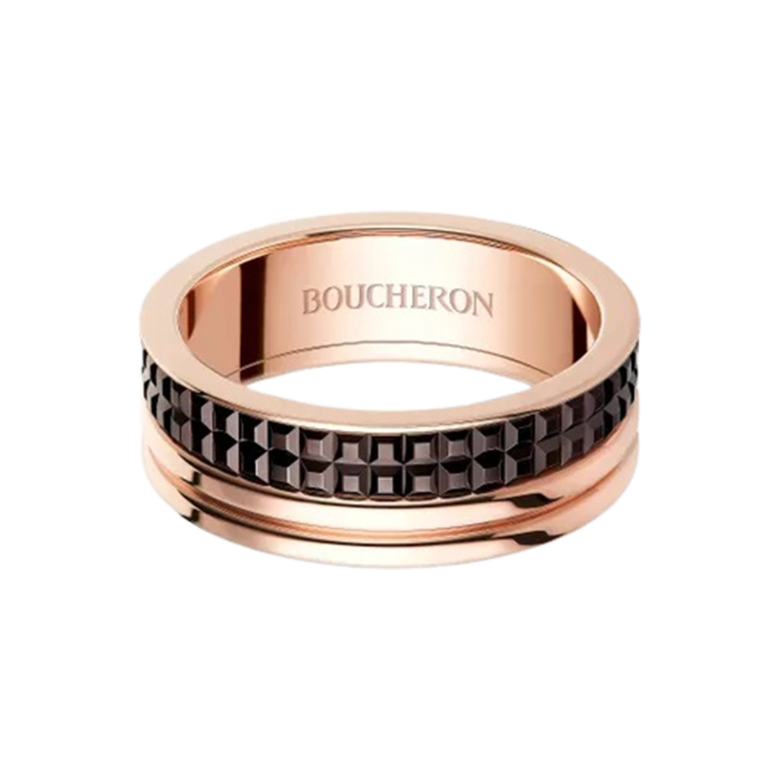 부쉐론 콰트로 클래식 웨딩 밴드 라지 모델 18K 핑크 골드 옐로우 골드 브라운 PVD(Boucheron Quatre Classique Wedding Band Large Model 18K Pink Gold Yellow Gold Brown PVD)