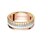 Boucheron Quatre White Edition Small Ring 18K Yellow Gold White Gold Pink Gold White Ceramic Diamond