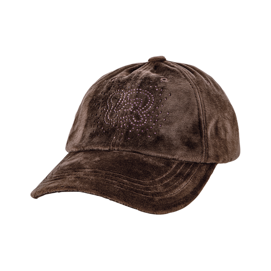 WL243WCA04UBRW MELLOW Rhinestone Velour Ball Cap Brown