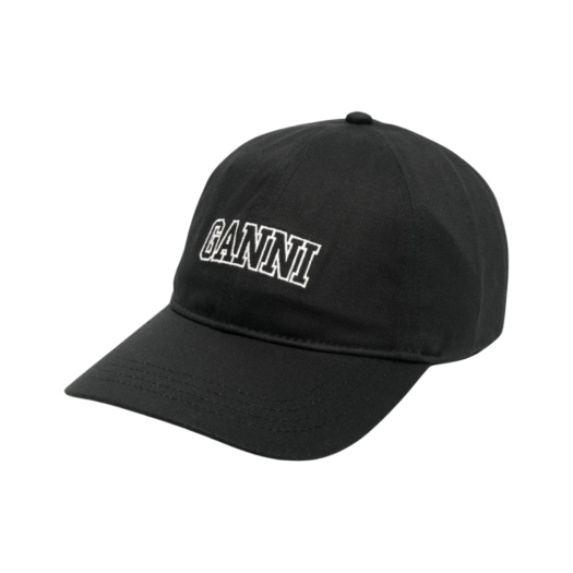 A4968-099 (W) Ganni Embroidered Logo Cap Black