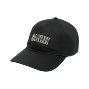 (W) Ganni Embroidered Logo Cap Black