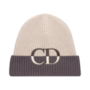 Dior Beanie with CD Signature Plum Beige Wool Knit