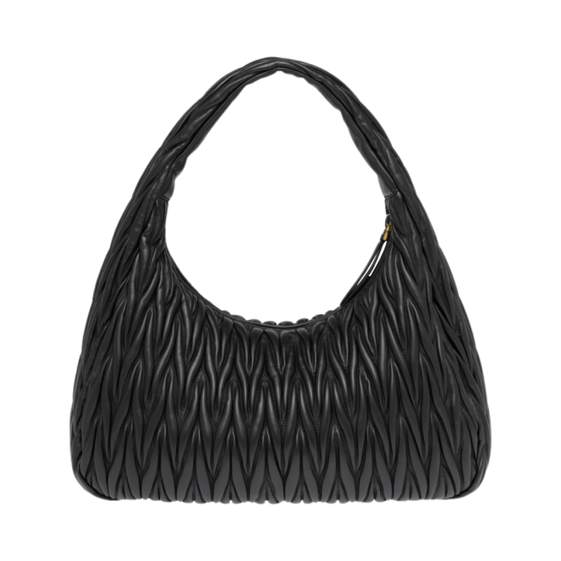 미우 미우 원더 마틀라세 나파 레더 호보백 블랙(Miu Miu Wander Matelasse Nappa Leather Hobo Bag Black) - 3