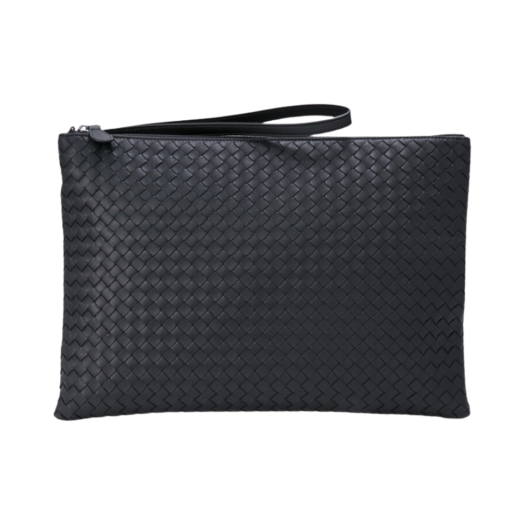Bottega Veneta Intrecciato Strap Clutch Black