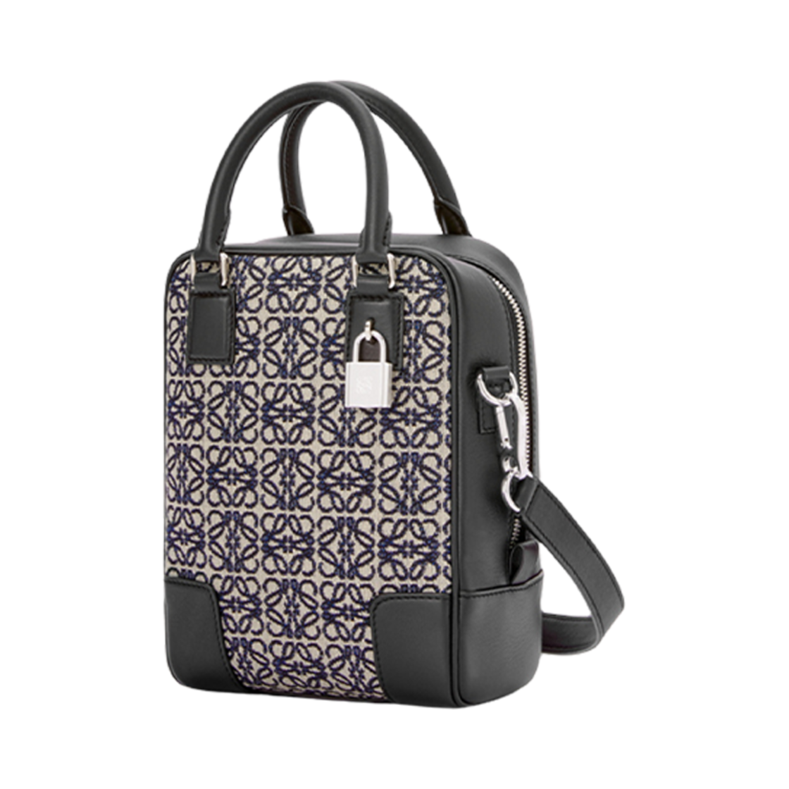로에베 아마조나 15 인 아나그램 자카드 앤 카프스킨 네이비 블랙(Loewe Amazona 15 In Anagram Jacquard and Calfskin Navy Black) - 2