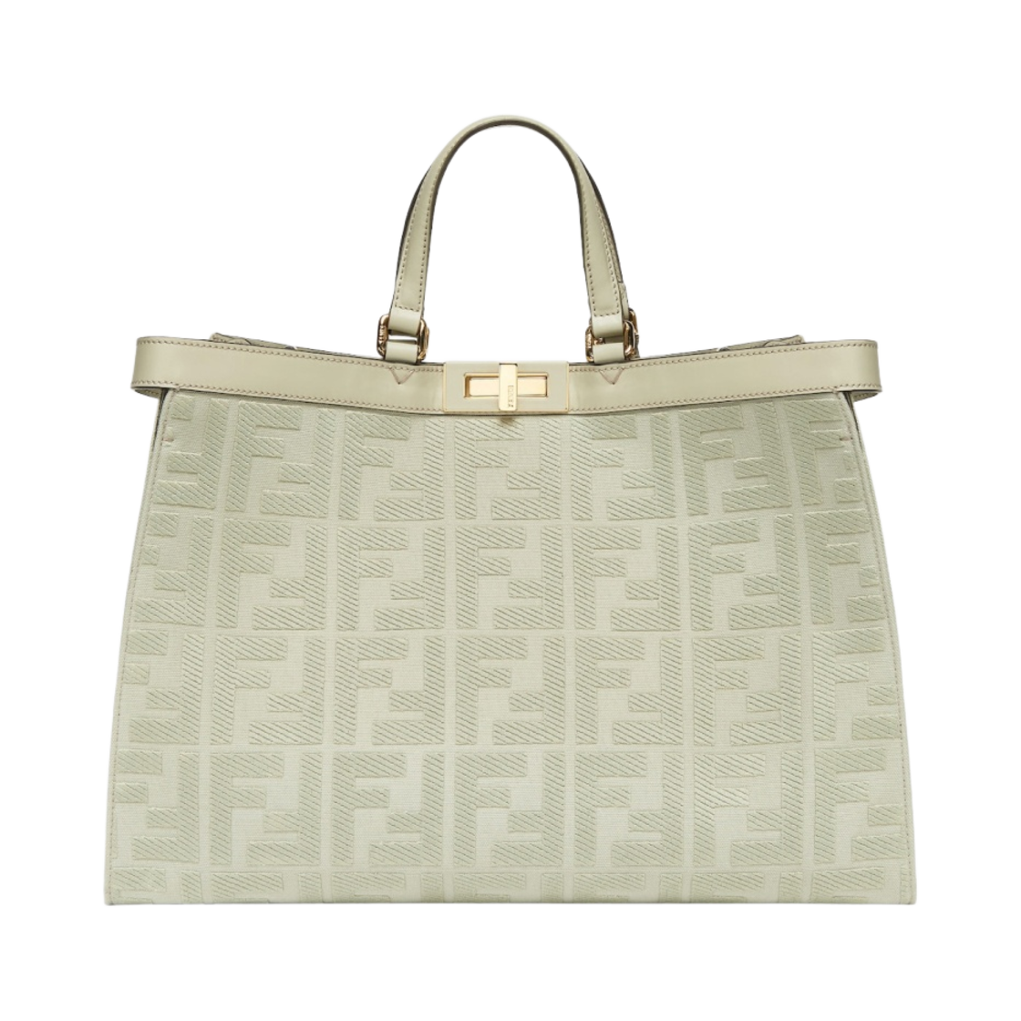8BH374A9P6F1K3B Fendi X-Tote Bag Canvas Shopper with FF Embroidery Green