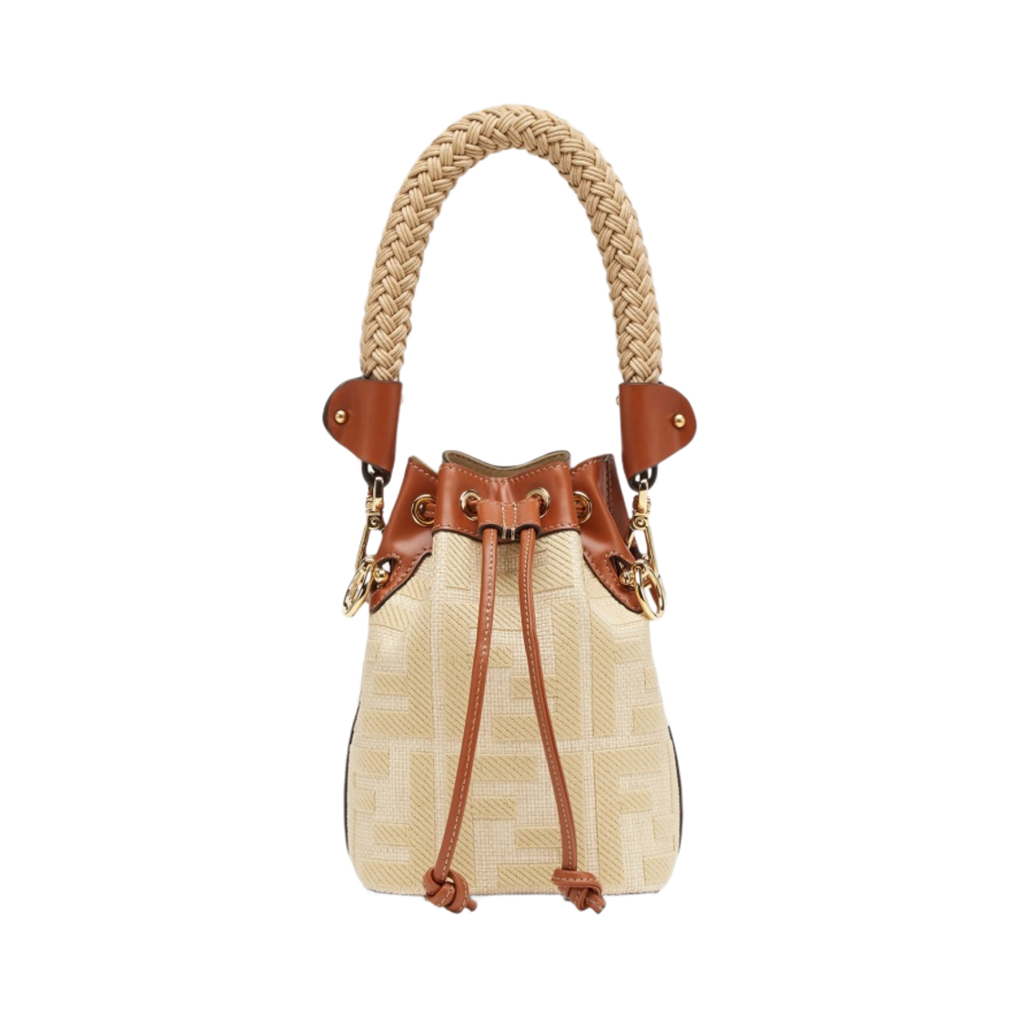 펜디 FF 자수 몬트레조 FF 내츄럴 스트로우 미니백 베이지(Fendi Mon Tresor FF Natural Straw Mini-Bag with FF Embroidery Beige) - 1