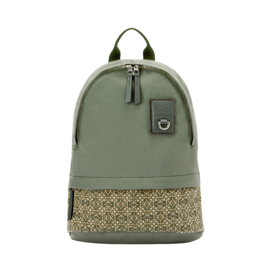 로에베 라운드 슬림 백팩 캔버스 앤 아나그램 자카드 카키 그린(Loewe Round Slim Backpack in Canvas and Anagram Jacquard Khaki Green) - 1