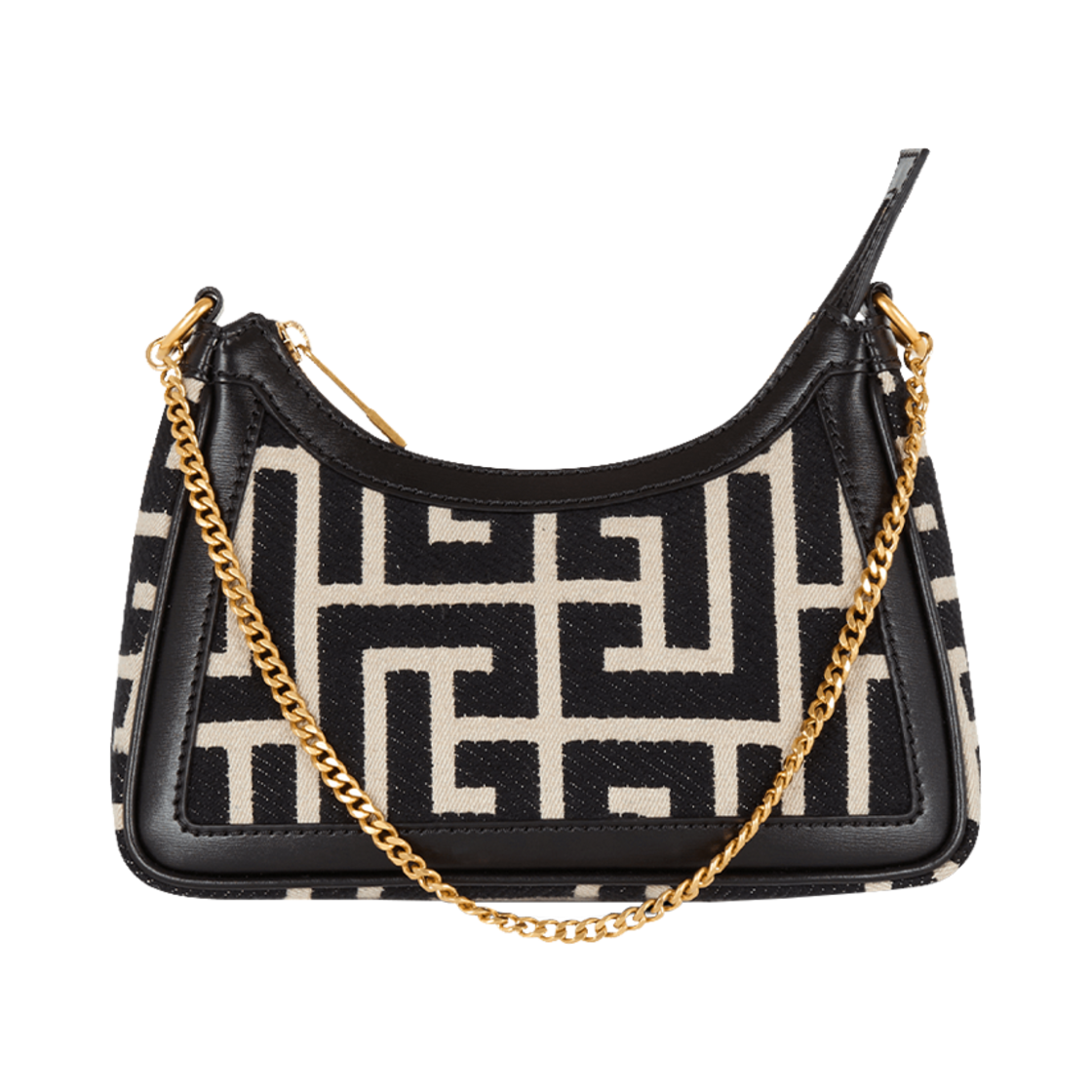 발망 B-아미 모노그램 자카드 숄더백 블랙(Balmain B-Army Shoulder Bag in Monogram Jacquard Black)