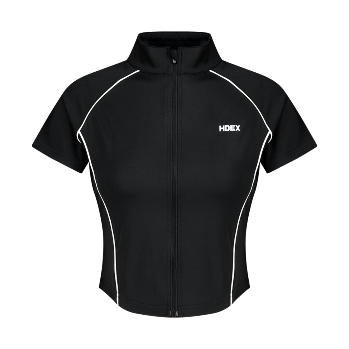 에이치덱스 우먼스 서포트 파이핑 숏 슬리브 집업 Black(HDEX Womens Support Piping Short Sleeve Zip-Up Black)