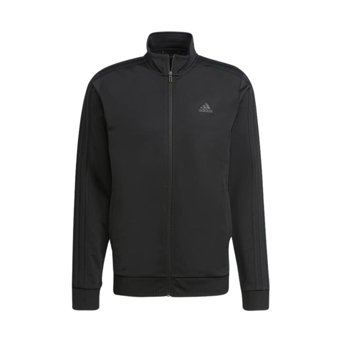 H46101 Adidas Essentials Warm-Up 3-Stripes Track Jacket Black - US Sizing