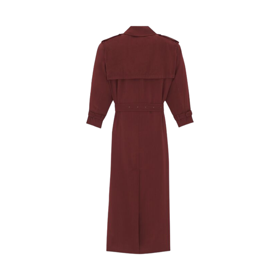 (W) 생로랑 트렌치 코트 트윌 버건디((W) Saint Laurent Trench Coat In Twill Burgundy) - 3