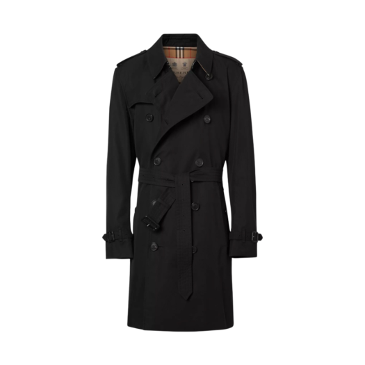 Burberry The Mid-Length Kensington Heritage Trench Coat Black