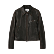 Tonywack Leather Vintage Treatment Cropped Jacket Dark Brown