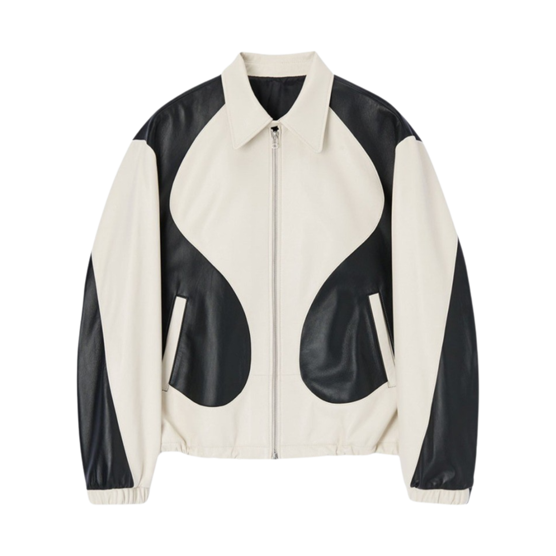 타이핑 미스테이크 램스킨 레더 섹션드 블루종 블랙 - 22FW(Typing Mistake Lambskin Leather Sectioned Blouson Black - 22FW)