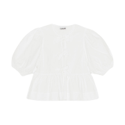 (W) Ganni Cotton Poplin Blouse Bright White