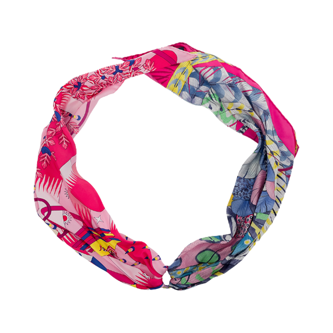 ITBWJN4KKIHV Hermes Silk Plisse Ring Scarf Pink/Multicolor