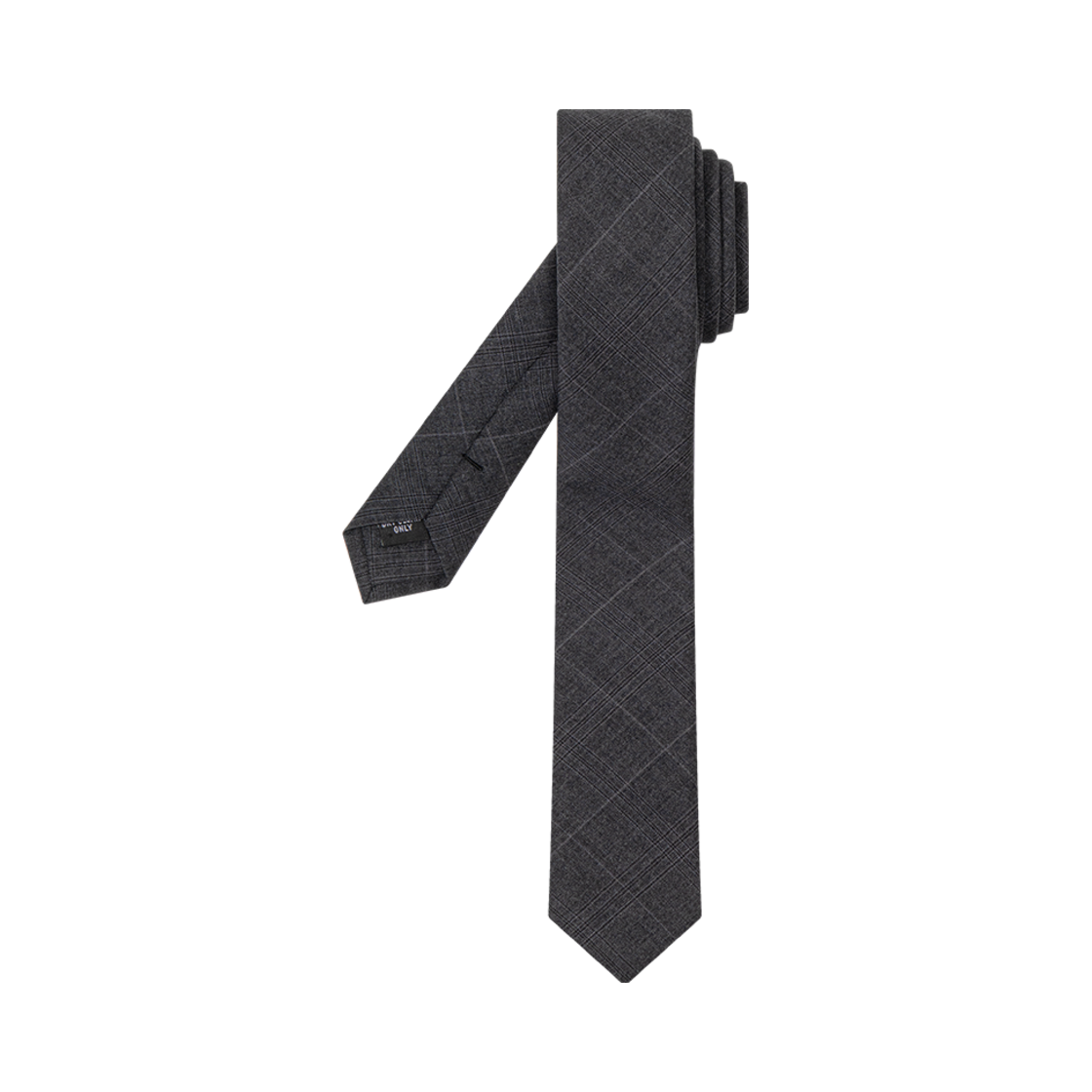 Waviness25262 Waviness Atrium Wool Slim Tie Charcoal Check