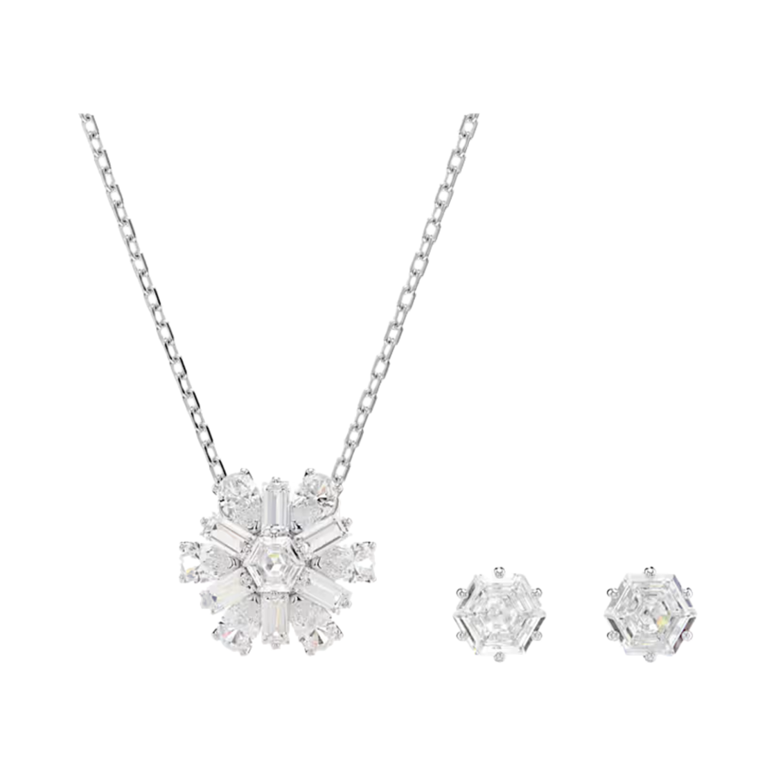 (W) 스와로브스키 이딜리아 세트 믹스 컷 화이트 로듐 플래팅