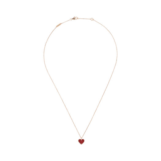 (W) Van Cleef & Arpels Sweet Alhambra Heart Pendant Rose Gold Carnelian