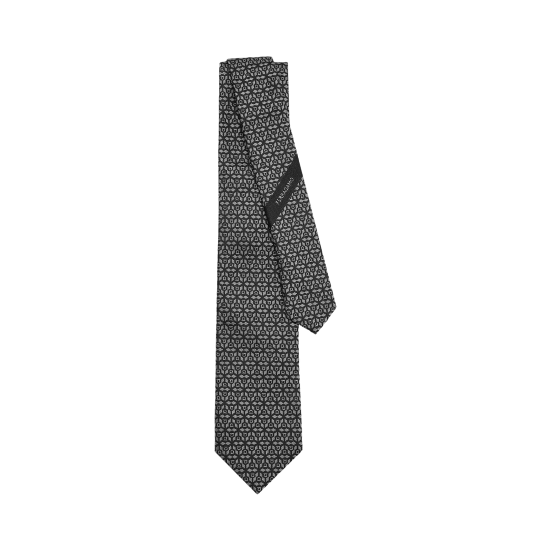 페라가모 실크 자카드 타이 블랙