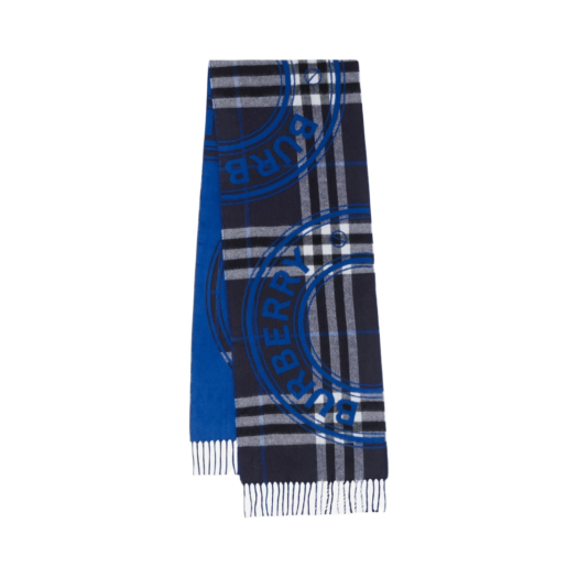 Burberry Montage Print Cashmere Scarf Dark Charcoal Blue