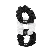 (W) Alo Yoga Fresh Mini Scrunchie Black White (3 Pack)