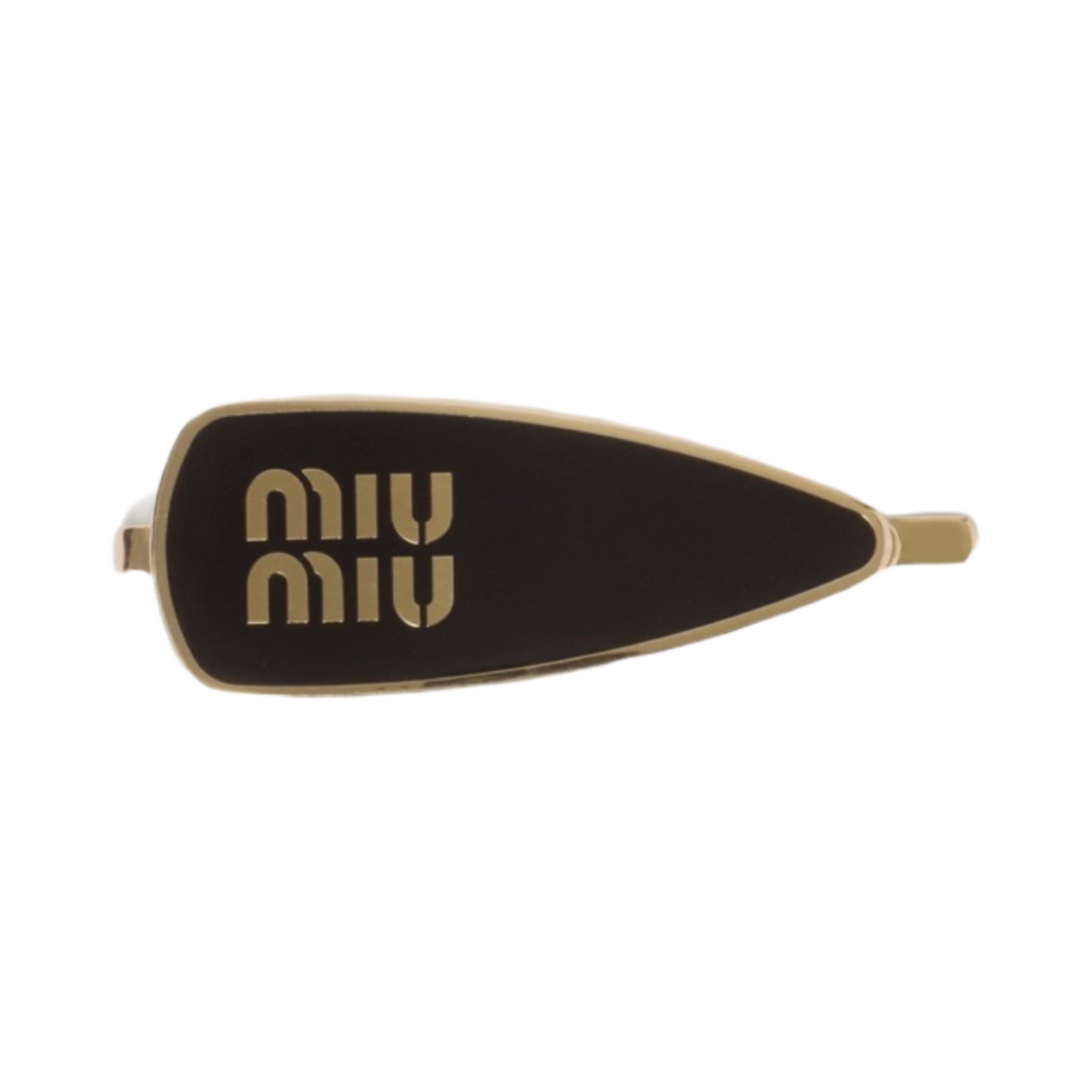 (W) 미우 미우 에나멜 메탈 헤어 클립 블랙((W) Miu Miu Enameled Metal Hair Clip Black)