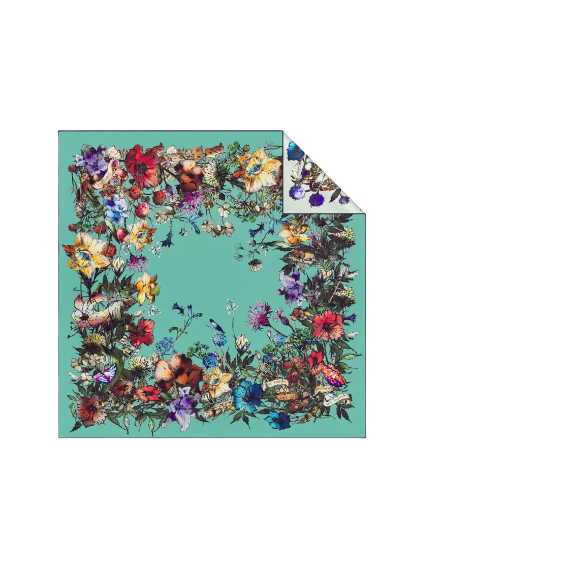 (W) 디올 D 밀레피오리 70 스퀘어 스카프 실크 트윌 그린 라이트 그린 멀티컬러((W) Dior D Millefiori 70 Square Scarf Silk Twill Green Light Green Multicolor) - 1