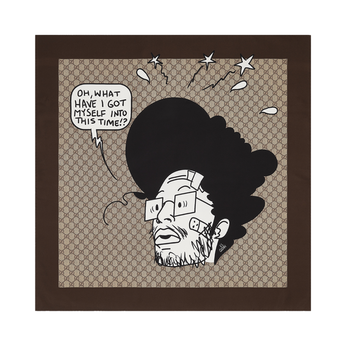 (W) 구찌 프로젝트 프린티드 실크 스카프 라이트 브라운((W) Gucci Project Printed Silk Scarf Light Brown) - 1