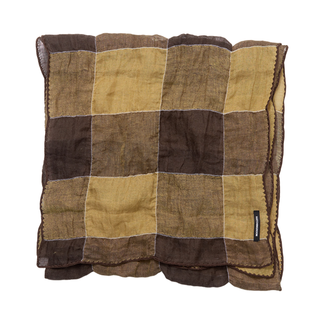 해칭룸 체크 스카프 린넨 브라운 옐로우(Hatchingroom Check Scarf Linen Brown Yellow) - 3