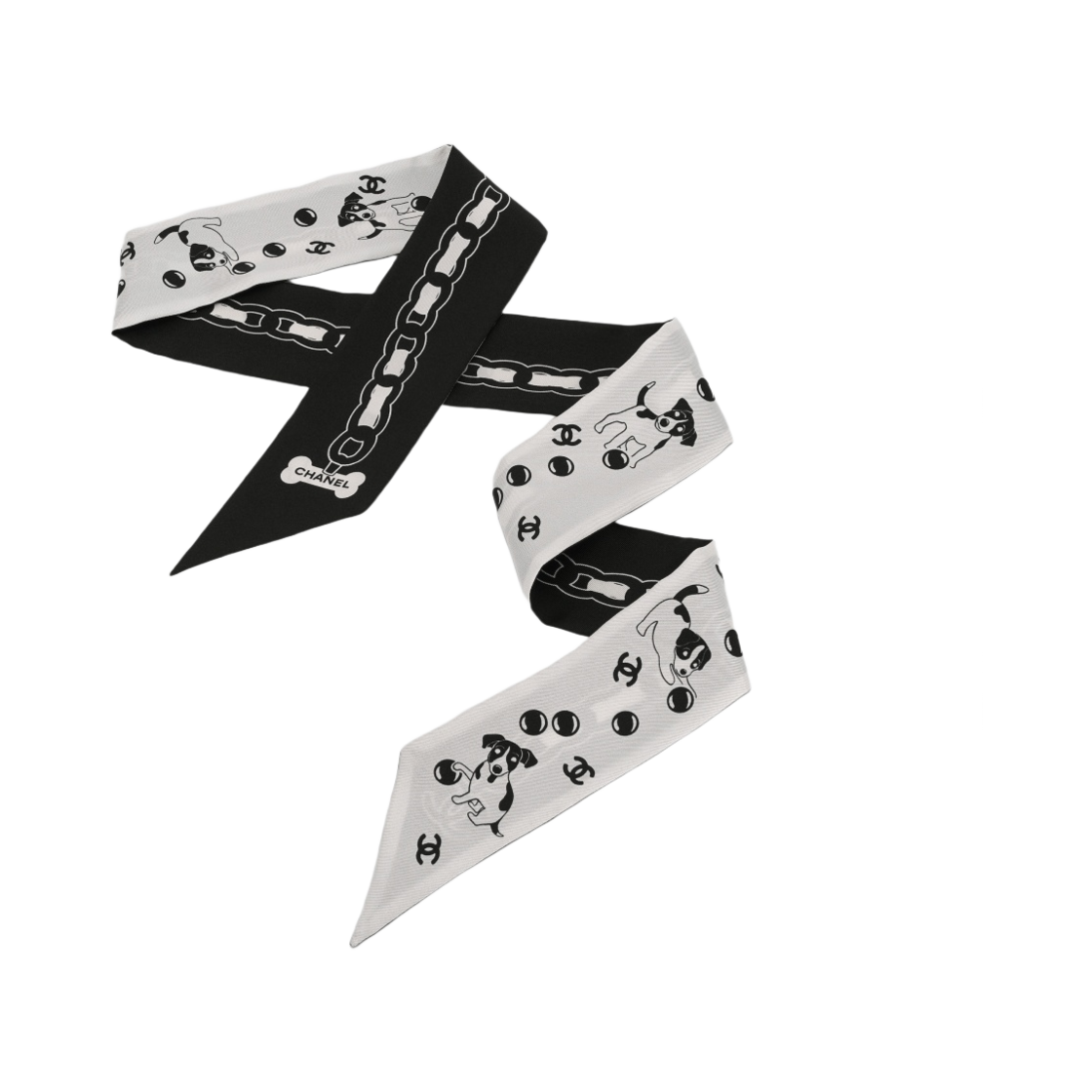 (W) 샤넬 헤어밴드 실크 트윌 & 블랙 에크루((W) Chanel Slim Bandeau Silk Twill & Black Ecru) - 2