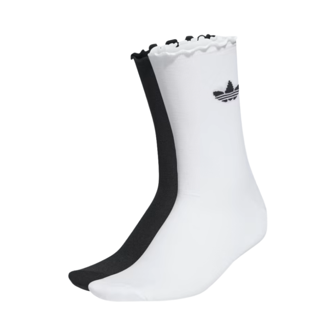 (W) 아디다스 세미쉬어 러플 크루 삭스 화이트 블랙 (2개입)