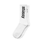 Stussy Helvetica Jacquard Crew Socks White