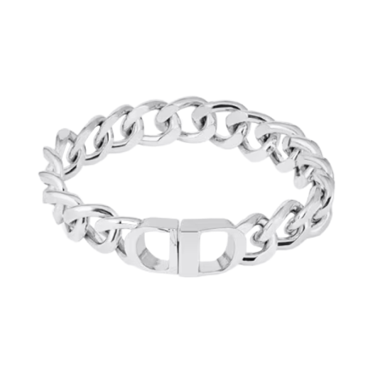 Dior CD Icon Chain Link Bracelet Silver Finish Brass