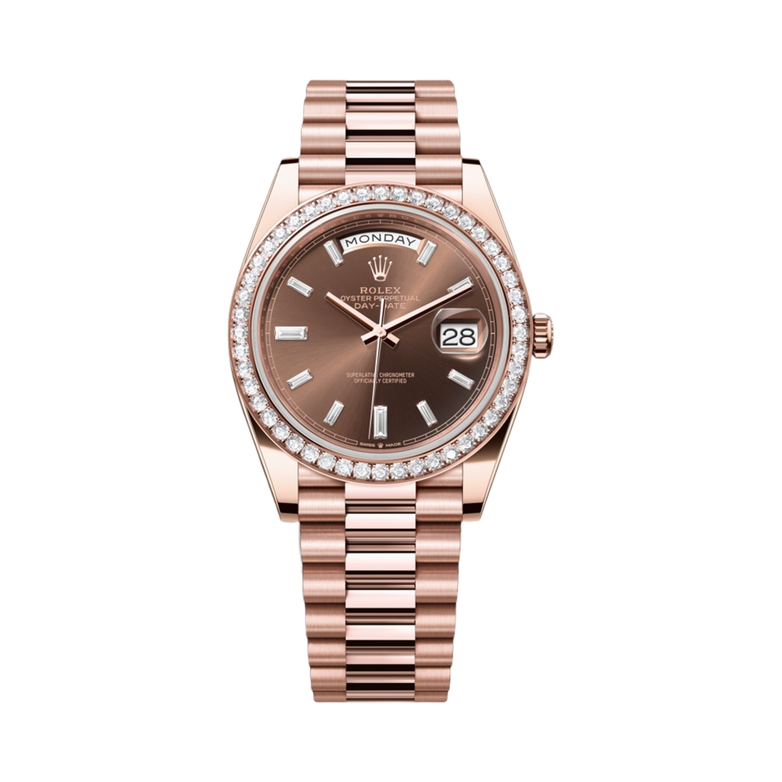 228345RBR Rolex Day-Date 40mm Chocolate Diamond-Set Oyster - 대표 이미지 #1
