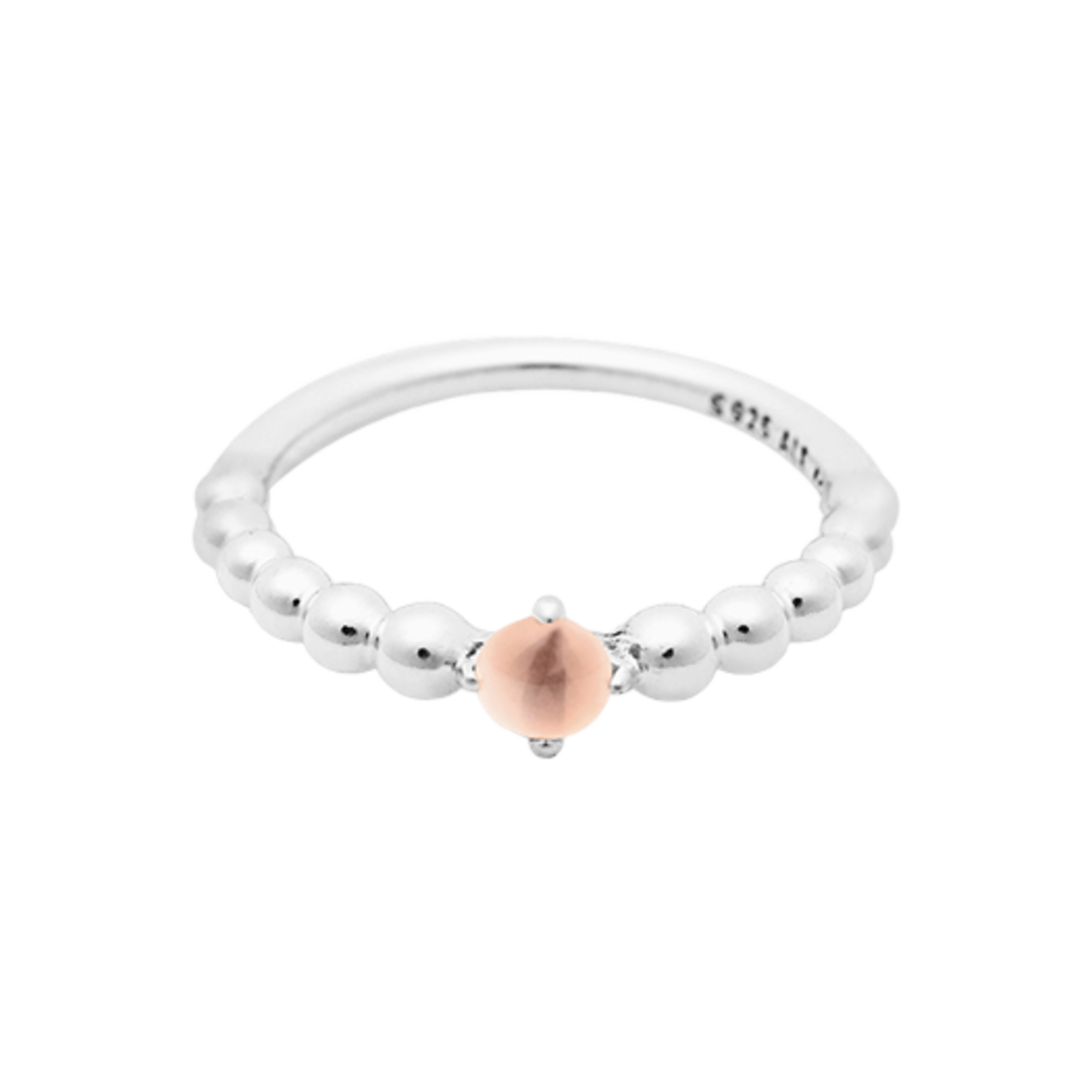 (W) 판도라 준 미스티 로즈 비디드 링 스털링 실버 핑크((W) Pandora June Misty Rose Beaded Ring Sterling Silver Pink) - 1