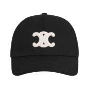 (W) Celine Triomphe Baseball Cap in Cotton Black