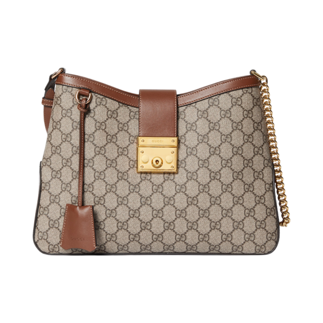 795113-KHNKG-8534 Gucci Padlock GG Medium Shoulder Bag Brown Leather