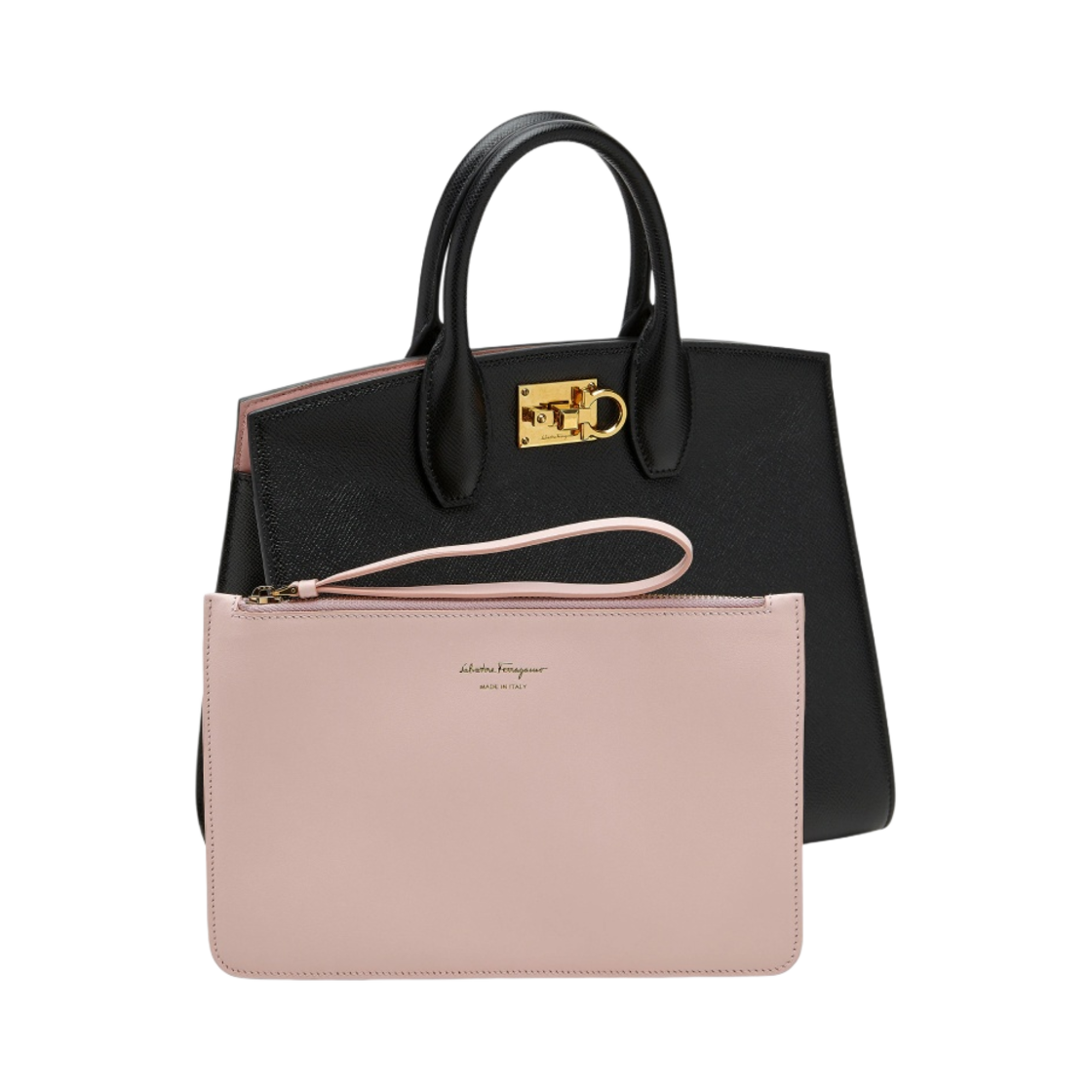 페라가모 미디움 스튜디오 박스백 블랙 캔디 핑크(Ferragamo Medium Studio Box Bag Black Candy Pink) - 5
