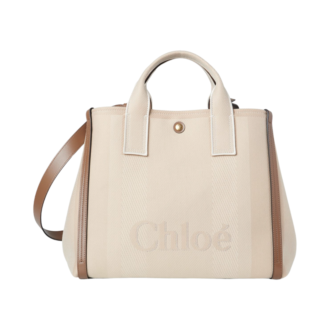 CHC25SS910O6523N Chloe Carry Tote Bag in Canvas Vegetal Beige
