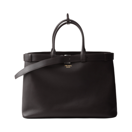 PRADA ベルト付 バックルバッグ 24AW 2VG126 新品未使用 ダークブラウン ベルト付 プラダ バックル レザー バッグ | PRADA