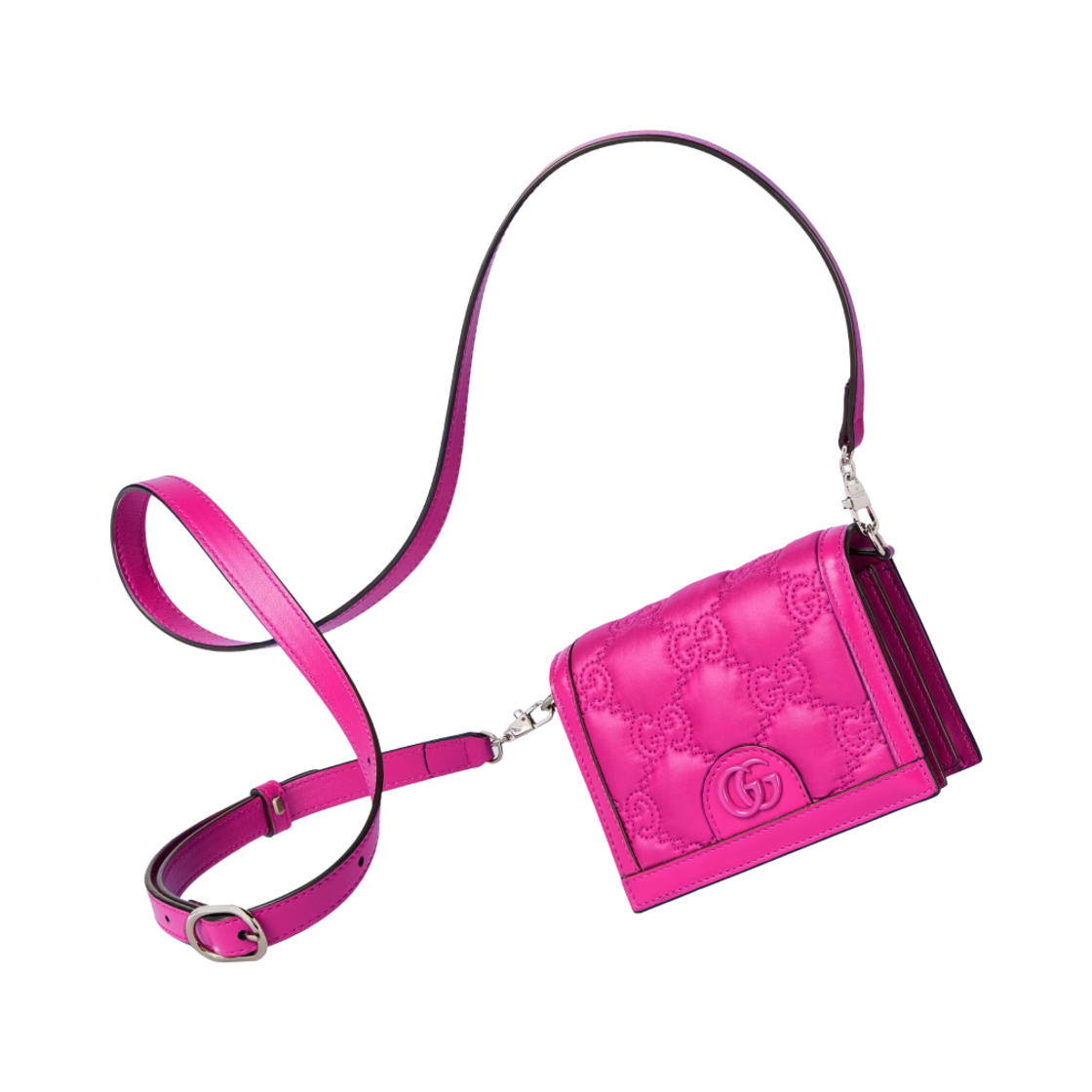 구찌 퀼티드 GG 마틀라세 나일론 미니 메신저백 푸시아(Gucci Quilted GG Matelasse Nylon Mini Messenger Bag Fuchsia) - 6